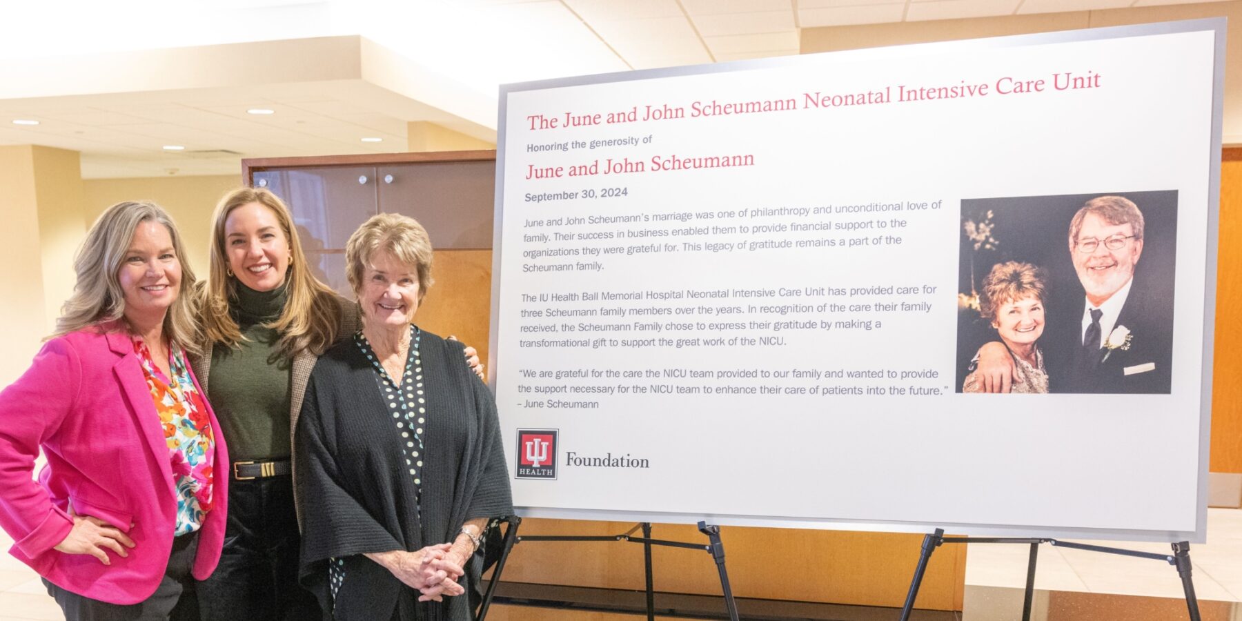 Scheumann Family with Dedication Plaque
